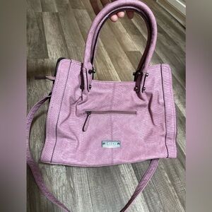 Nicole miller pink lilac faux reptile or croc shoulder bag tote Y2K boho chic